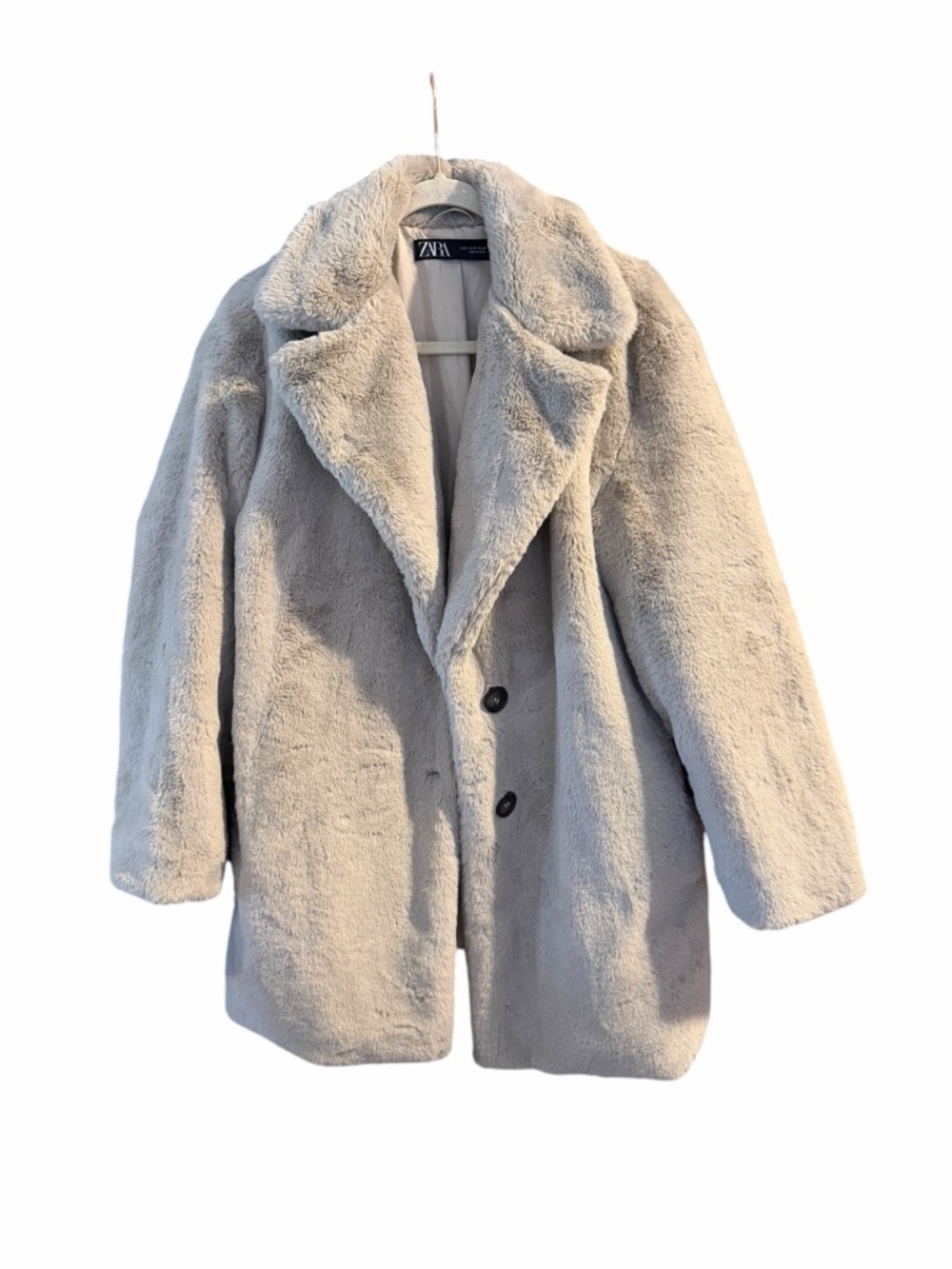 ZARA Cream Faux-Fur Teddy Jacket - Plush Oversized Coat - Picture 4 of 8